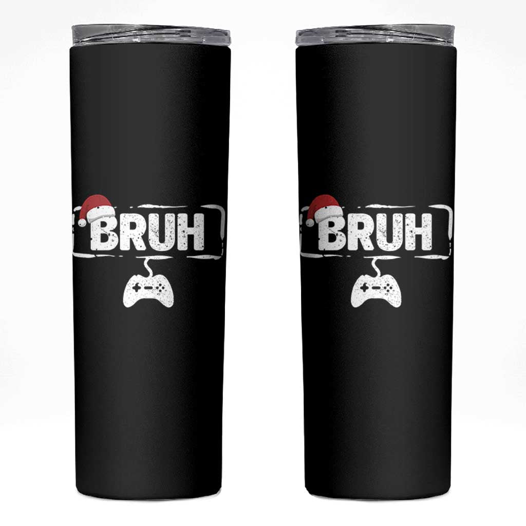 Funny Gaming Christmas Skinny Tumbler Gamer Bruh Video Game - Wonder Print Shop