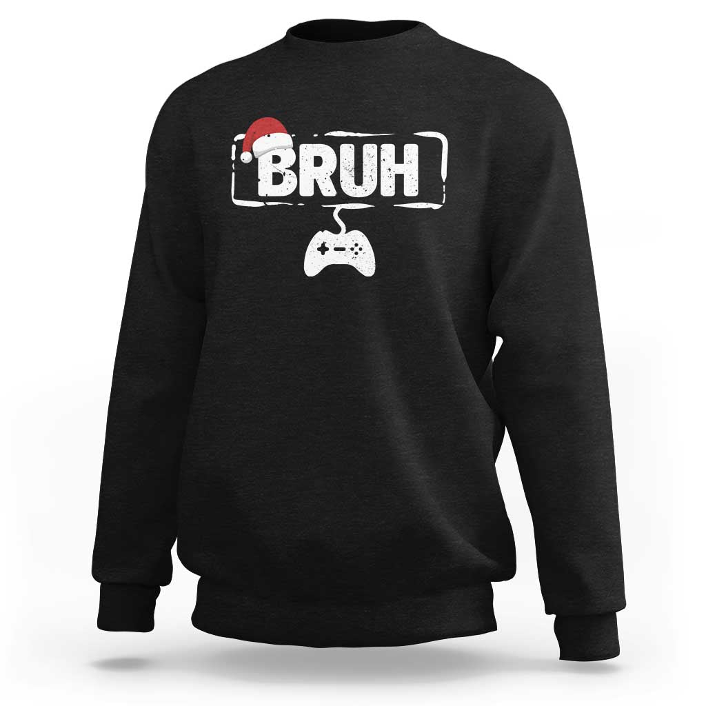 Funny Gaming Christmas Sweatshirt Gamer Bruh Video Game - Wonder Print Shop