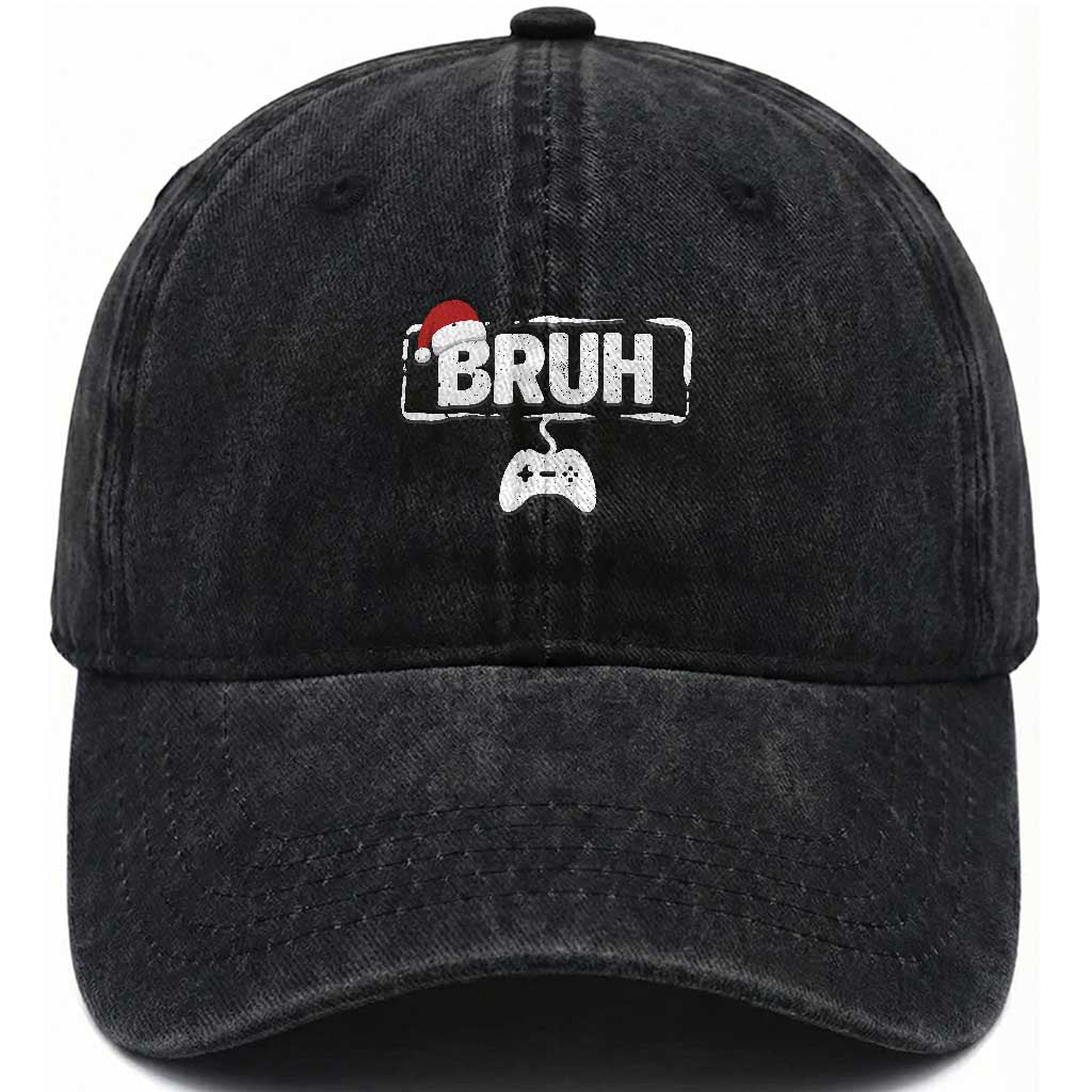 Funny Gaming Christmas Washed Cotton Baseball Cap Gamer Bruh Video Game