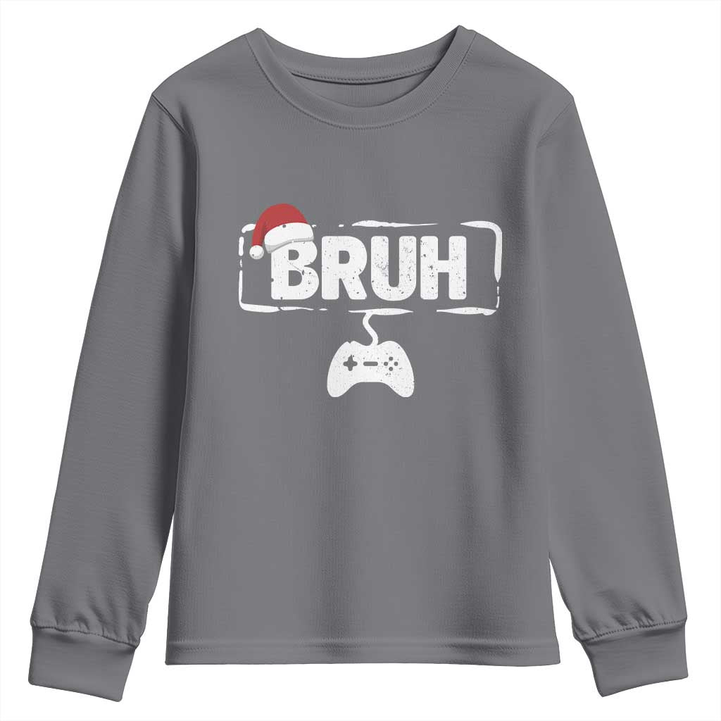Funny Gaming Christmas Youth Sweatshirt Gamer Bruh Video Game - Wonder Print Shop