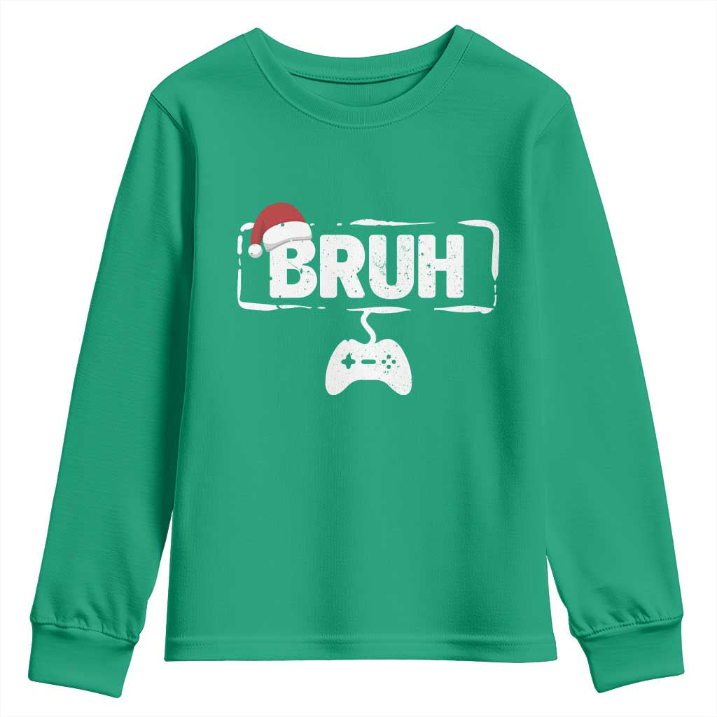 Funny Gaming Christmas Youth Sweatshirt Gamer Bruh Video Game - Wonder Print Shop