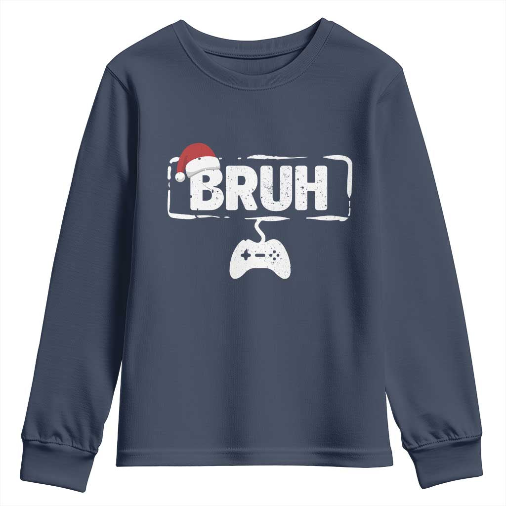 Funny Gaming Christmas Youth Sweatshirt Gamer Bruh Video Game - Wonder Print Shop