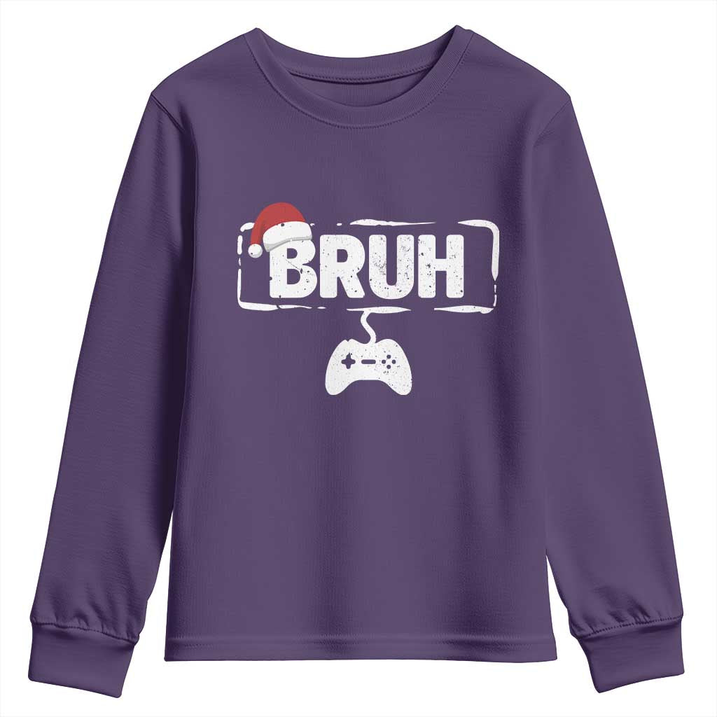 Funny Gaming Christmas Youth Sweatshirt Gamer Bruh Video Game - Wonder Print Shop