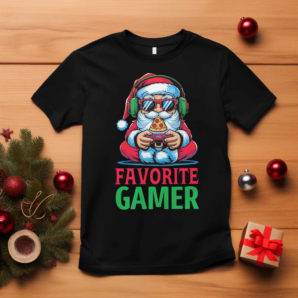 Funny Santa Gamer Christmas T Shirt - Wonder Print Shop