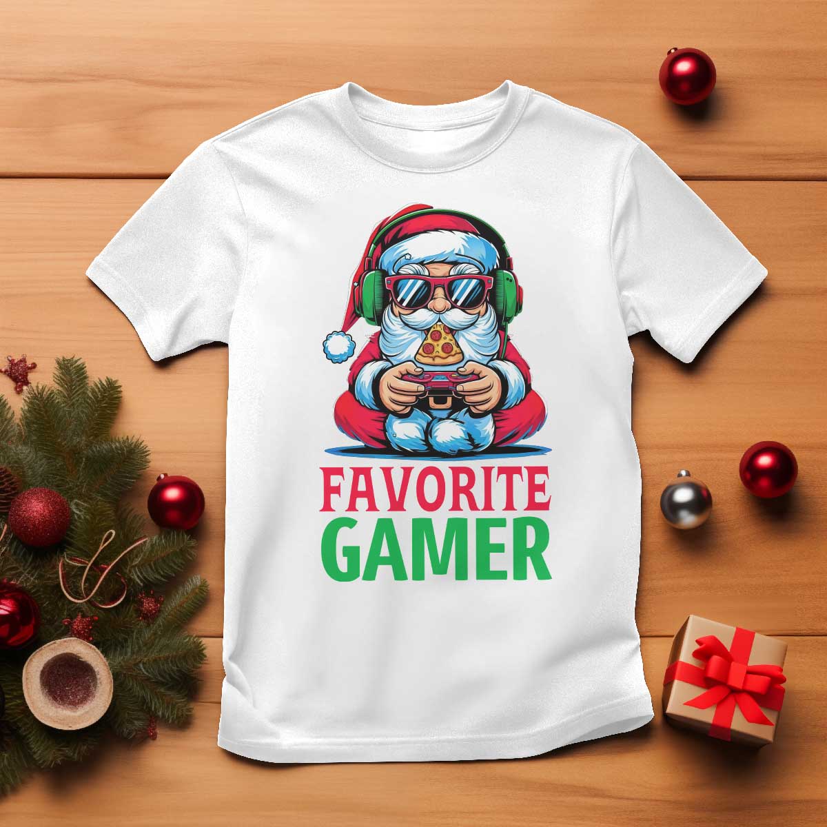 Funny Santa Gamer Christmas T Shirt - Wonder Print Shop