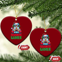 Funny Santa Gamer Christmas Ceramic Ornament - Wonder Print Shop