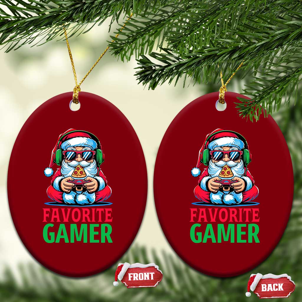 Funny Santa Gamer Christmas Ceramic Ornament - Wonder Print Shop