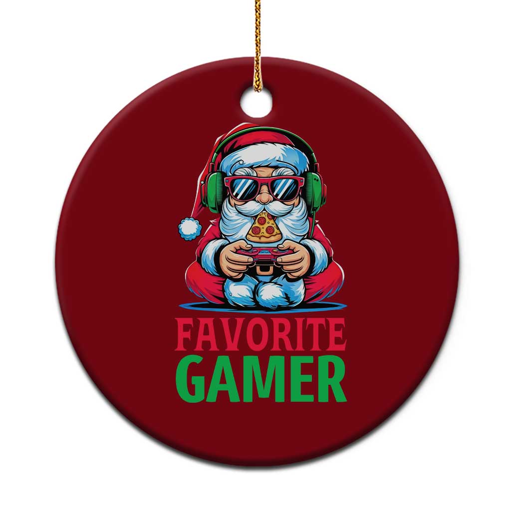 Funny Santa Gamer Christmas Ceramic Ornament - Wonder Print Shop