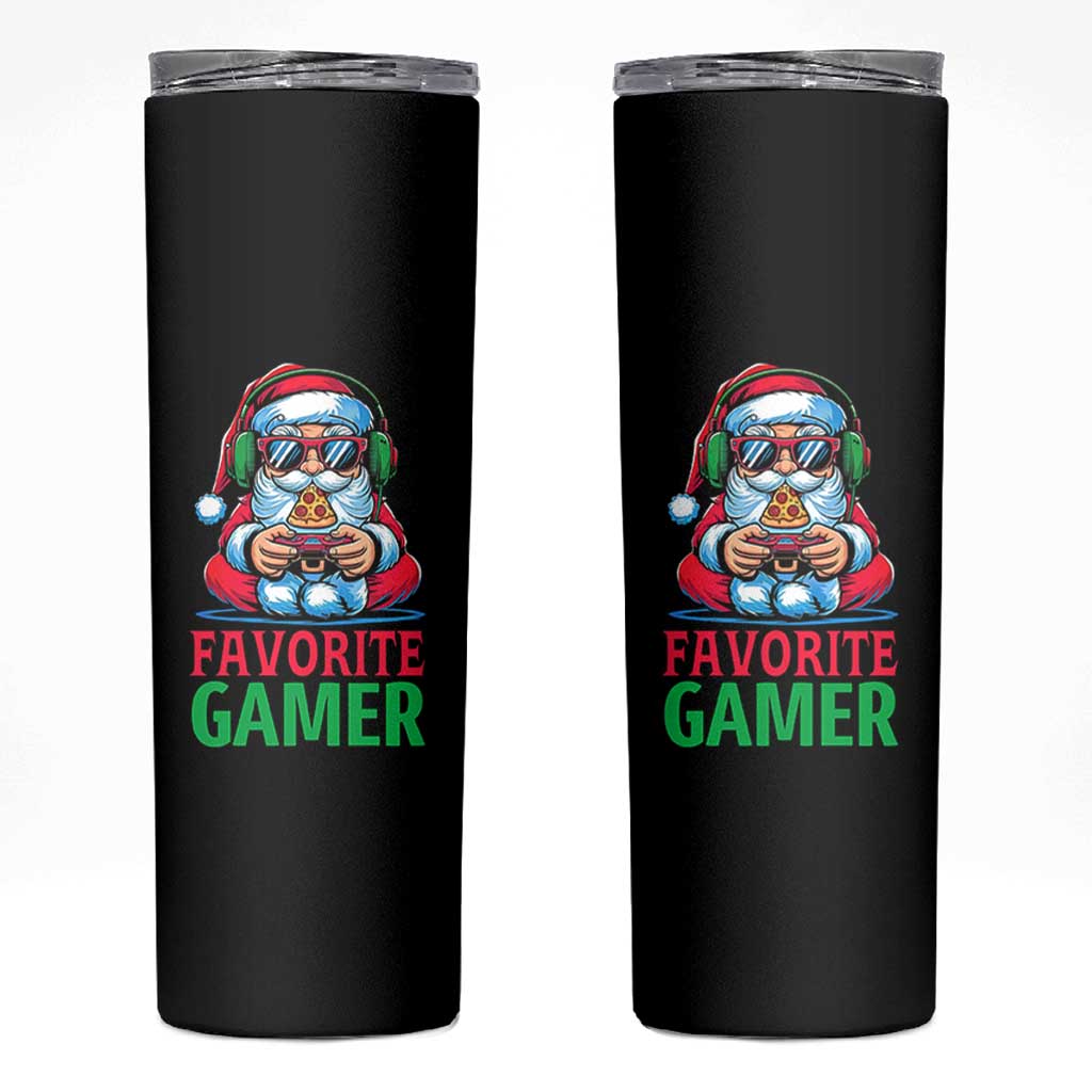 Funny Santa Gamer Christmas Skinny Tumbler - Wonder Print Shop