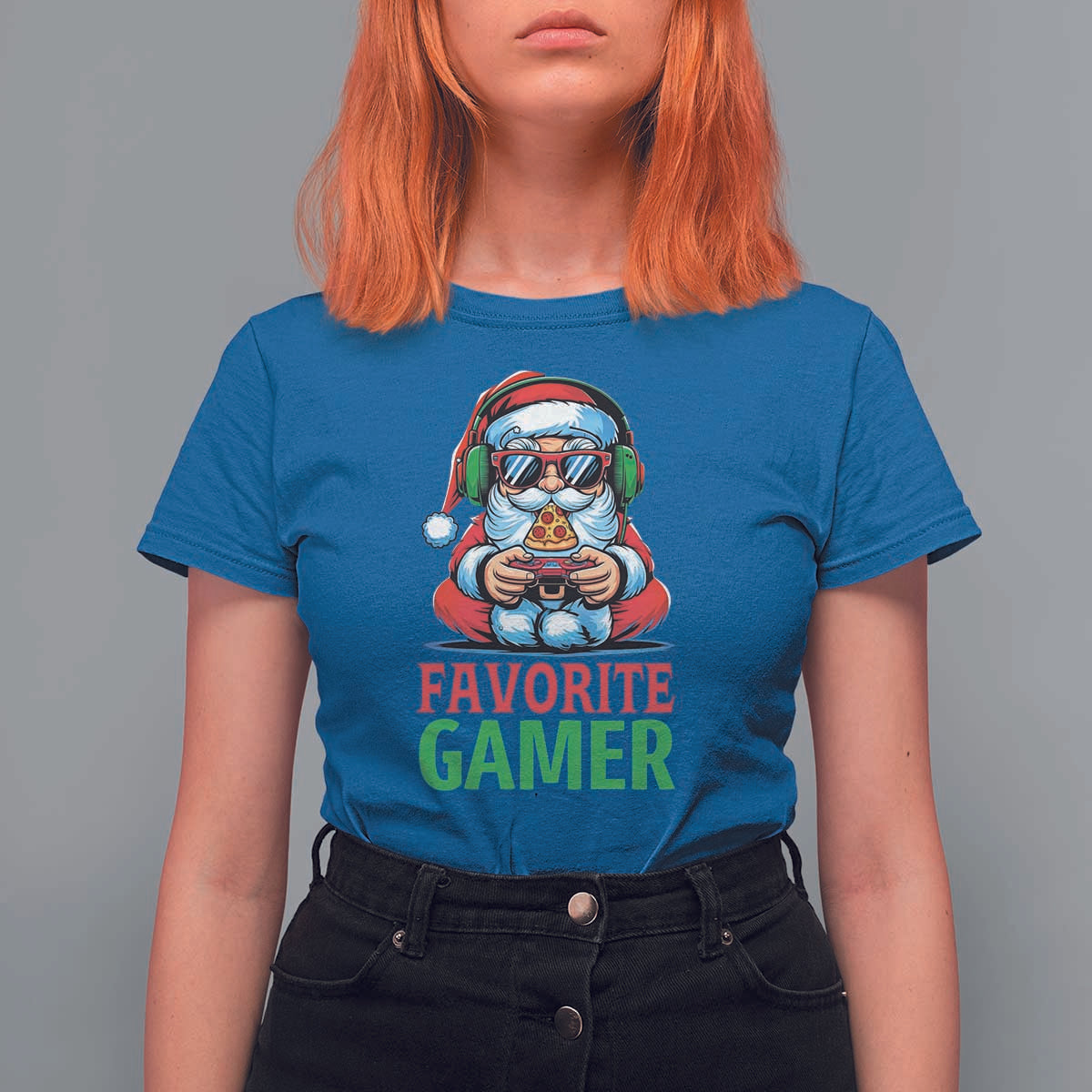 Funny Santa Gamer Christmas T Shirt For Women - Wonder Print Shop