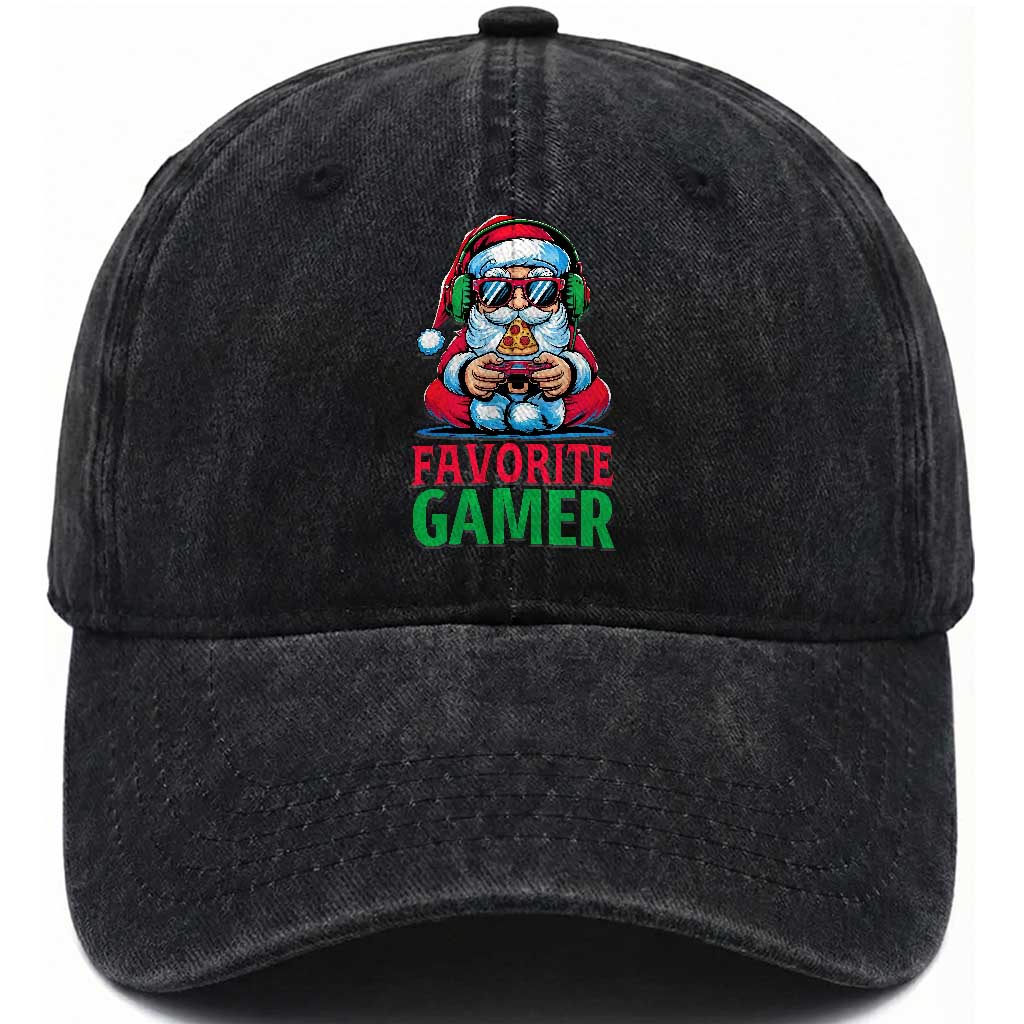 Funny Santa Gamer Christmas Washed Cotton Baseball Cap