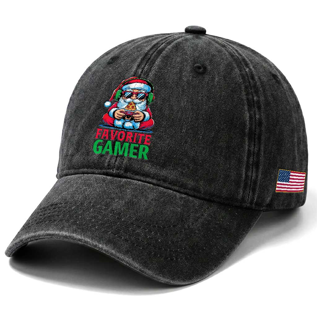 Funny Santa Gamer Christmas Washed Cotton Baseball Cap