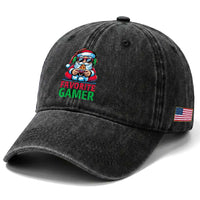Funny Santa Gamer Christmas Washed Cotton Baseball Cap