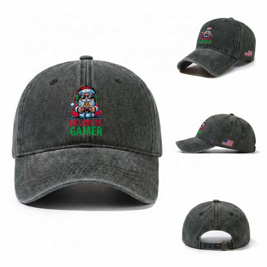 Funny Santa Gamer Christmas Washed Cotton Baseball Cap