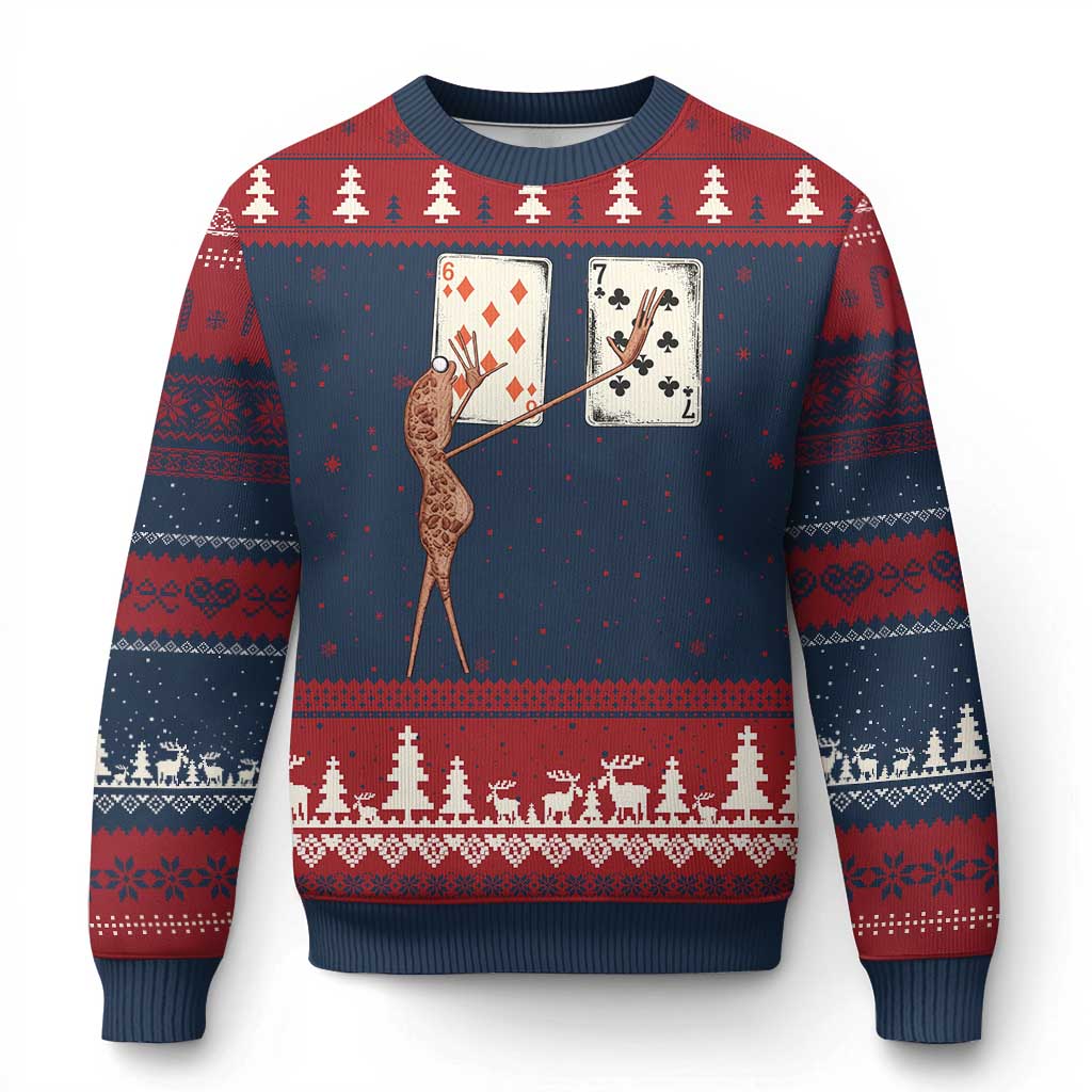 67 Marcus The Worm Poker Game Ugly Christmas Sweater Funny Six Seven Meme Playing Cards - Wonder Print Shop