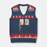 67 Marcus The Worm Poker Game V-Neck Knit Sweater Vest Funny Six Seven Meme Playing Cards - Wonder Print Shop