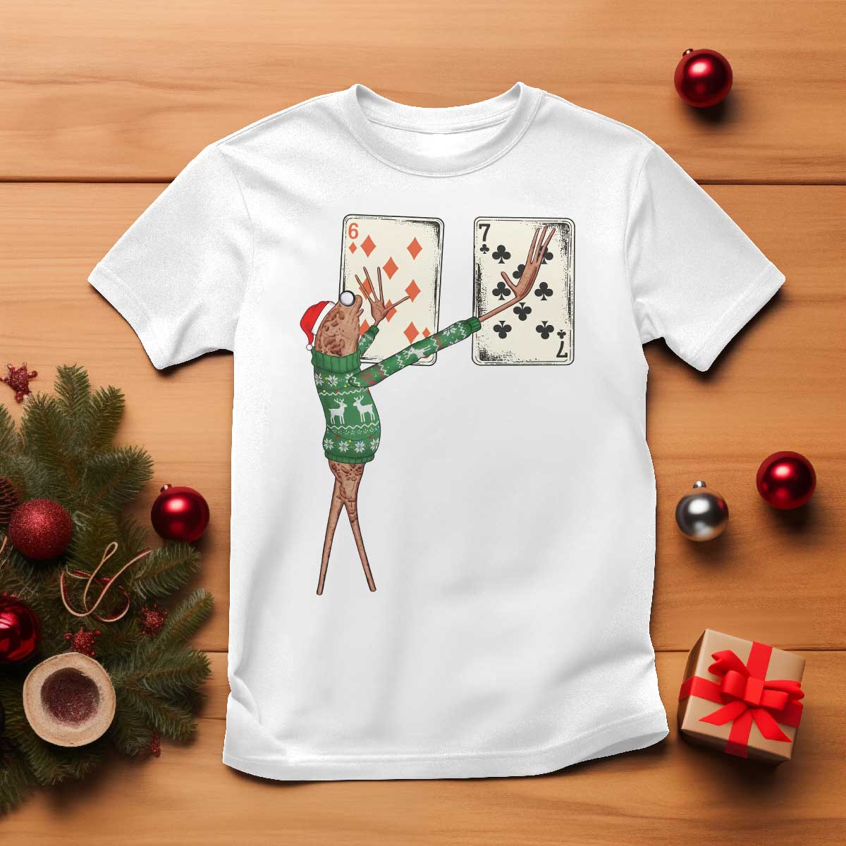 67 Marcus The Worm Poker Game Christmas T Shirt Funny Six Seven Meme Playing Cards Holiday Vibe - Wonder Print Shop