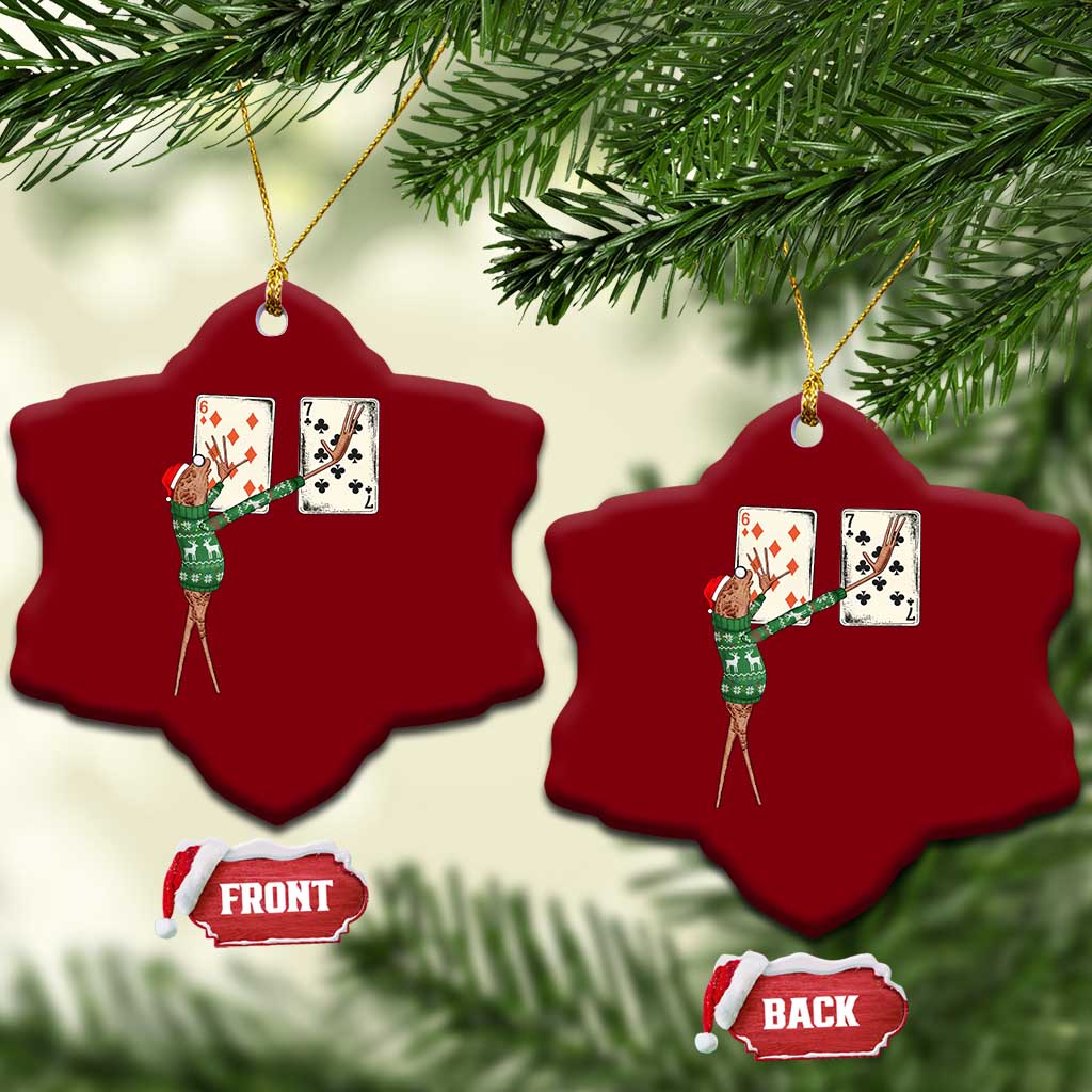 67 Marcus The Worm Poker Game Christmas Ceramic Ornament Funny Six Seven Meme Playing Cards Holiday Vibe - Wonder Print Shop