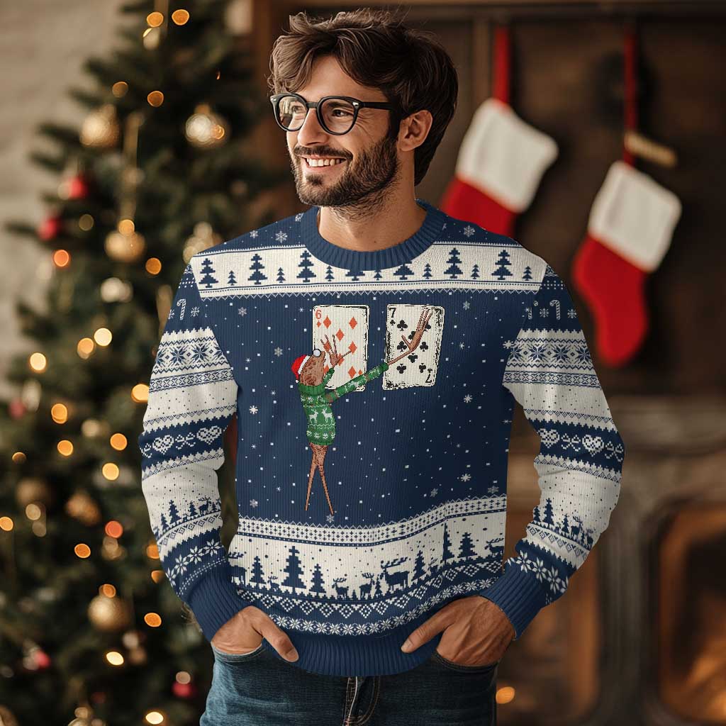 67 Marcus The Worm Poker Game Xmas Ugly Christmas Sweater Funny Six Seven Meme Playing Cards Holiday Vibe - Wonder Print Shop