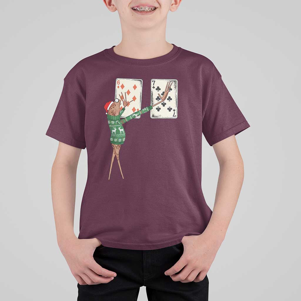 67 Marcus The Worm Poker Game Christmas T Shirt For Kid Funny Six Seven Meme Playing Cards Holiday Vibe - Wonder Print Shop