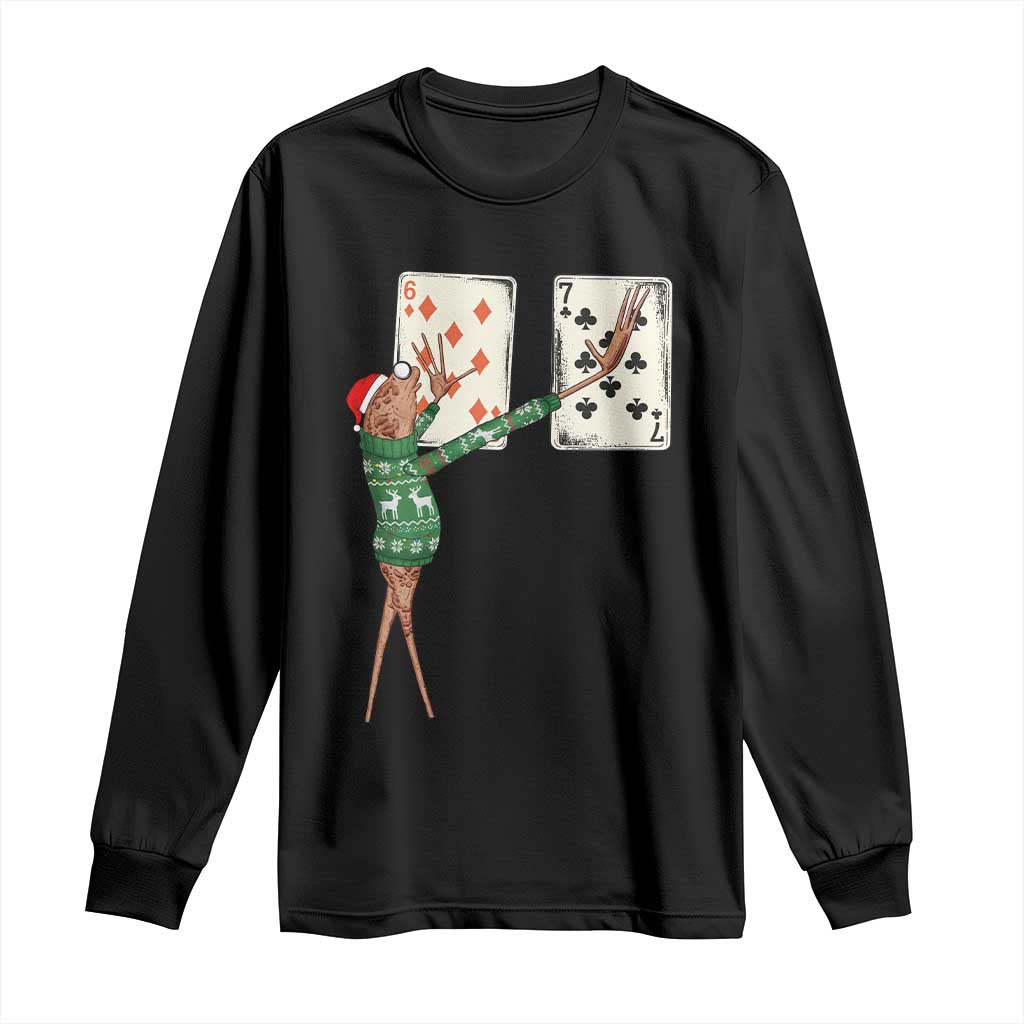67 Marcus The Worm Poker Game Christmas Long Sleeve Shirt Funny Six Seven Meme Playing Cards Holiday Vibe - Wonder Print Shop