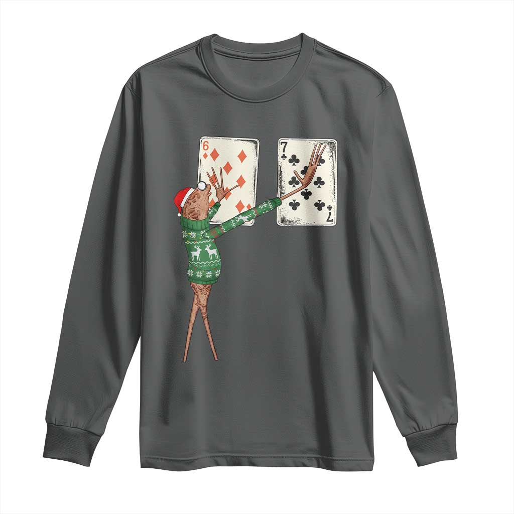 67 Marcus The Worm Poker Game Christmas Long Sleeve Shirt Funny Six Seven Meme Playing Cards Holiday Vibe - Wonder Print Shop