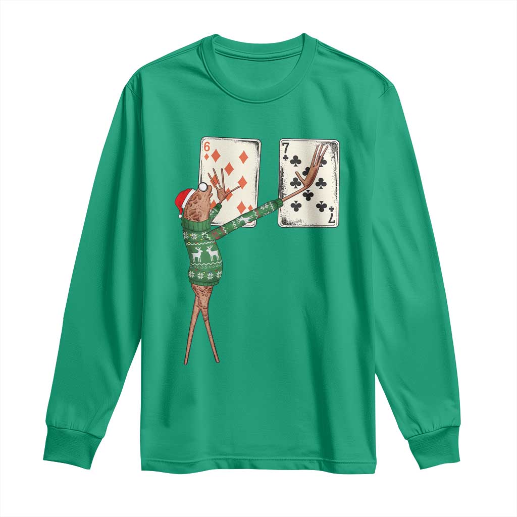 67 Marcus The Worm Poker Game Christmas Long Sleeve Shirt Funny Six Seven Meme Playing Cards Holiday Vibe - Wonder Print Shop