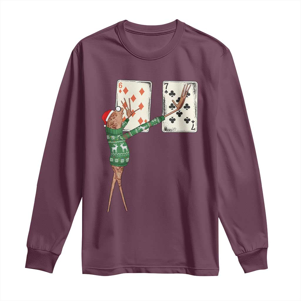 67 Marcus The Worm Poker Game Christmas Long Sleeve Shirt Funny Six Seven Meme Playing Cards Holiday Vibe - Wonder Print Shop