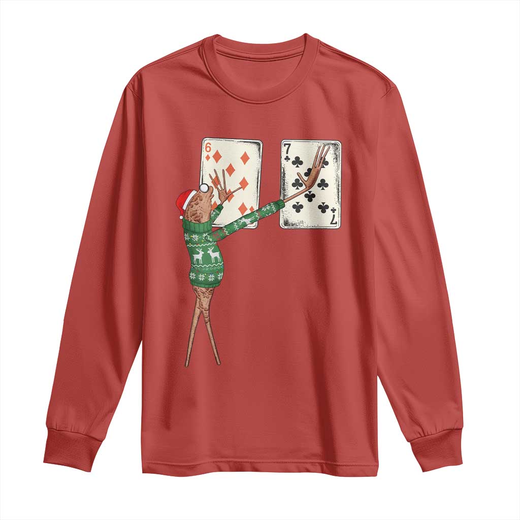 67 Marcus The Worm Poker Game Christmas Long Sleeve Shirt Funny Six Seven Meme Playing Cards Holiday Vibe - Wonder Print Shop