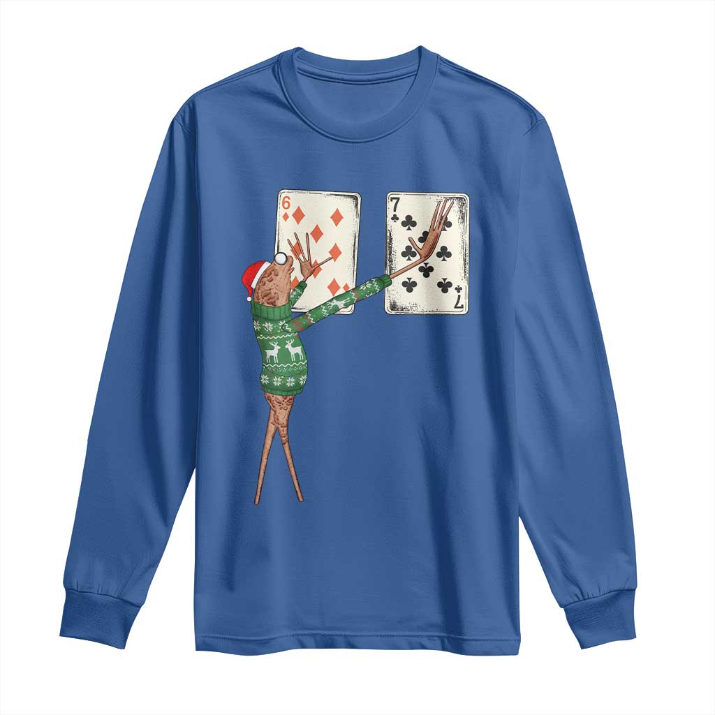 67 Marcus The Worm Poker Game Christmas Long Sleeve Shirt Funny Six Seven Meme Playing Cards Holiday Vibe - Wonder Print Shop