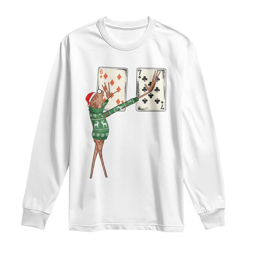 67 Marcus The Worm Poker Game Christmas Long Sleeve Shirt Funny Six Seven Meme Playing Cards Holiday Vibe - Wonder Print Shop
