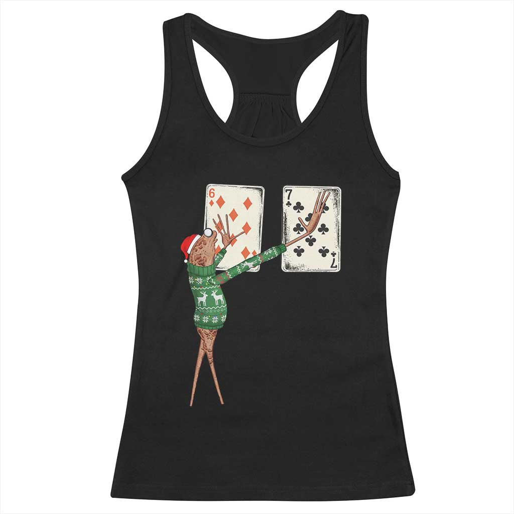 67 Marcus The Worm Poker Game Christmas Racerback Tank Top Funny Six Seven Meme Playing Cards Holiday Vibe - Wonder Print Shop