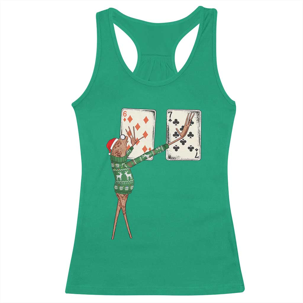 67 Marcus The Worm Poker Game Christmas Racerback Tank Top Funny Six Seven Meme Playing Cards Holiday Vibe - Wonder Print Shop