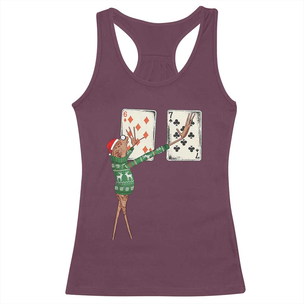 67 Marcus The Worm Poker Game Christmas Racerback Tank Top Funny Six Seven Meme Playing Cards Holiday Vibe - Wonder Print Shop