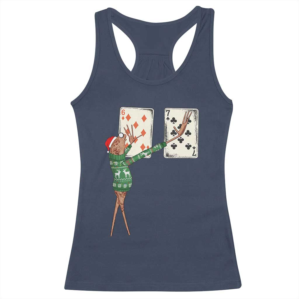 67 Marcus The Worm Poker Game Christmas Racerback Tank Top Funny Six Seven Meme Playing Cards Holiday Vibe - Wonder Print Shop