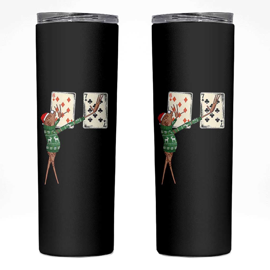 67 Marcus The Worm Poker Game Christmas Skinny Tumbler Funny Six Seven Meme Playing Cards Holiday Vibe - Wonder Print Shop