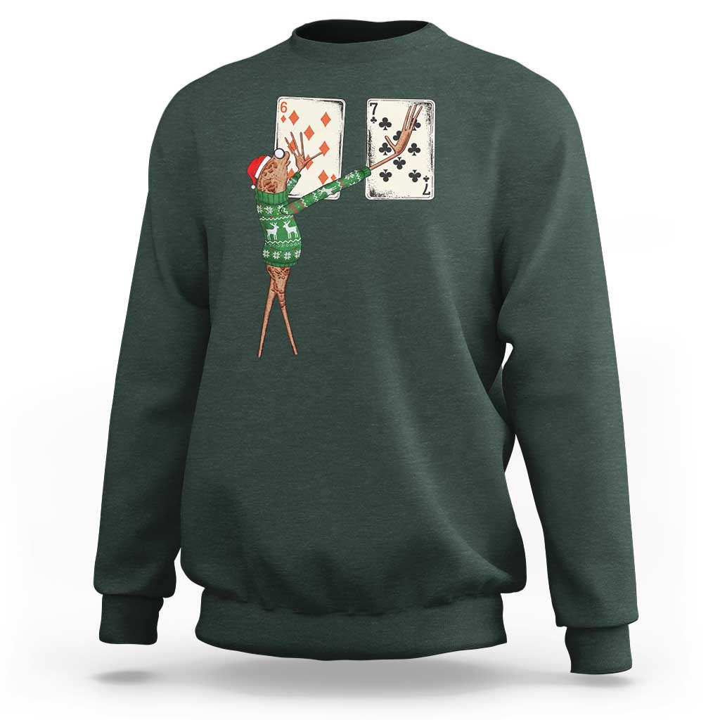 67 Marcus The Worm Poker Game Christmas Sweatshirt Funny Six Seven Meme Playing Cards Holiday Vibe - Wonder Print Shop