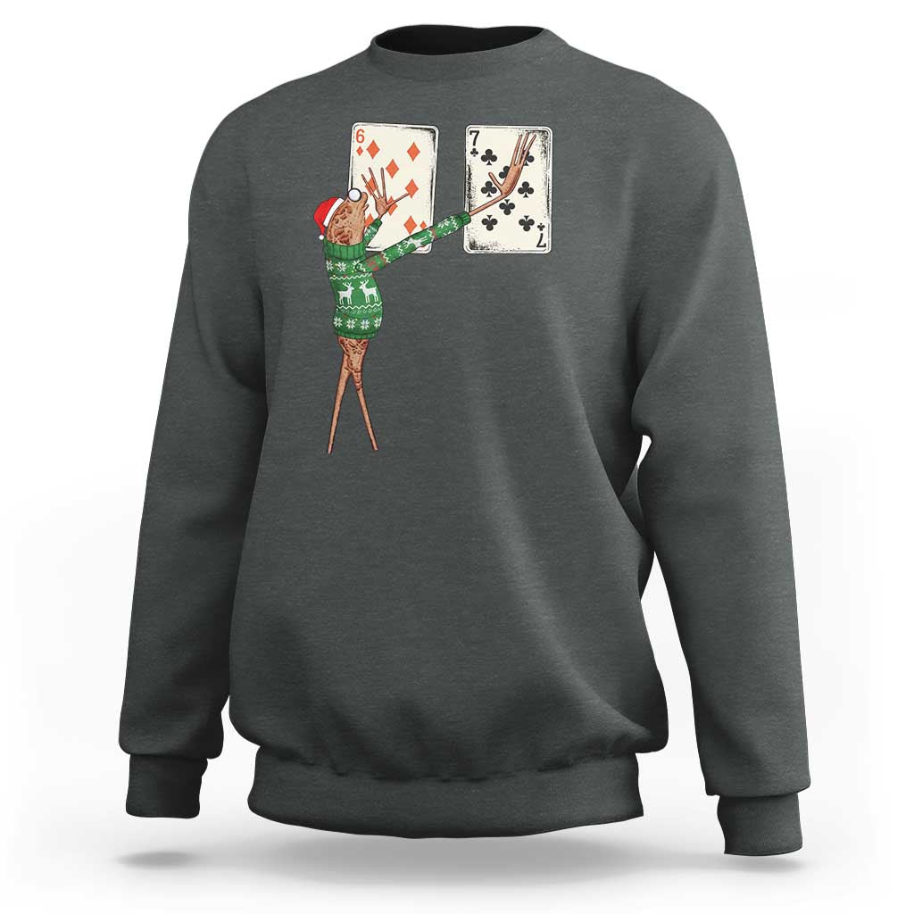 67 Marcus The Worm Poker Game Christmas Sweatshirt Funny Six Seven Meme Playing Cards Holiday Vibe - Wonder Print Shop