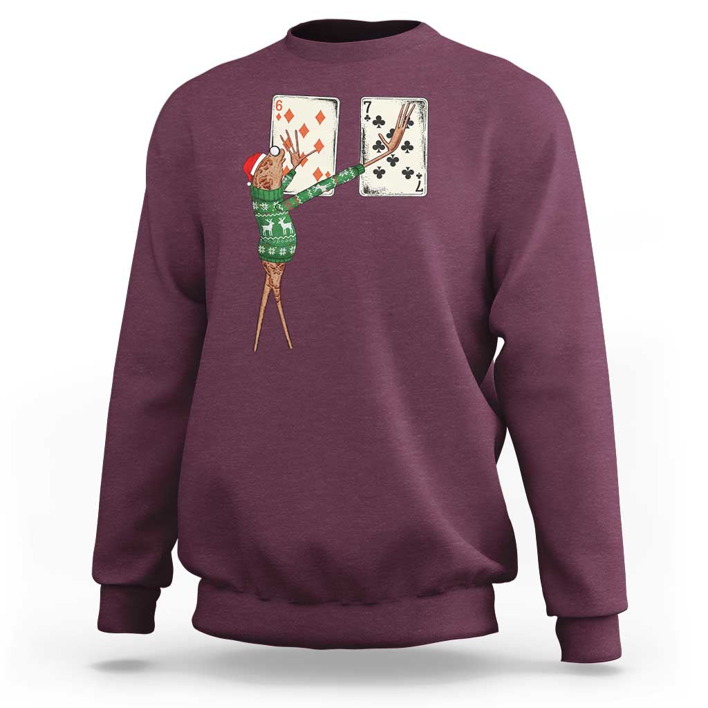 67 Marcus The Worm Poker Game Christmas Sweatshirt Funny Six Seven Meme Playing Cards Holiday Vibe - Wonder Print Shop