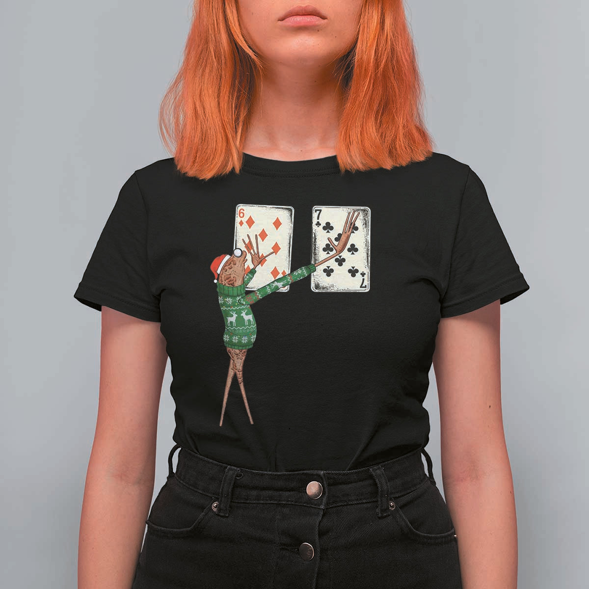 67 Marcus The Worm Poker Game Christmas T Shirt For Women Funny Six Seven Meme Playing Cards Holiday Vibe - Wonder Print Shop