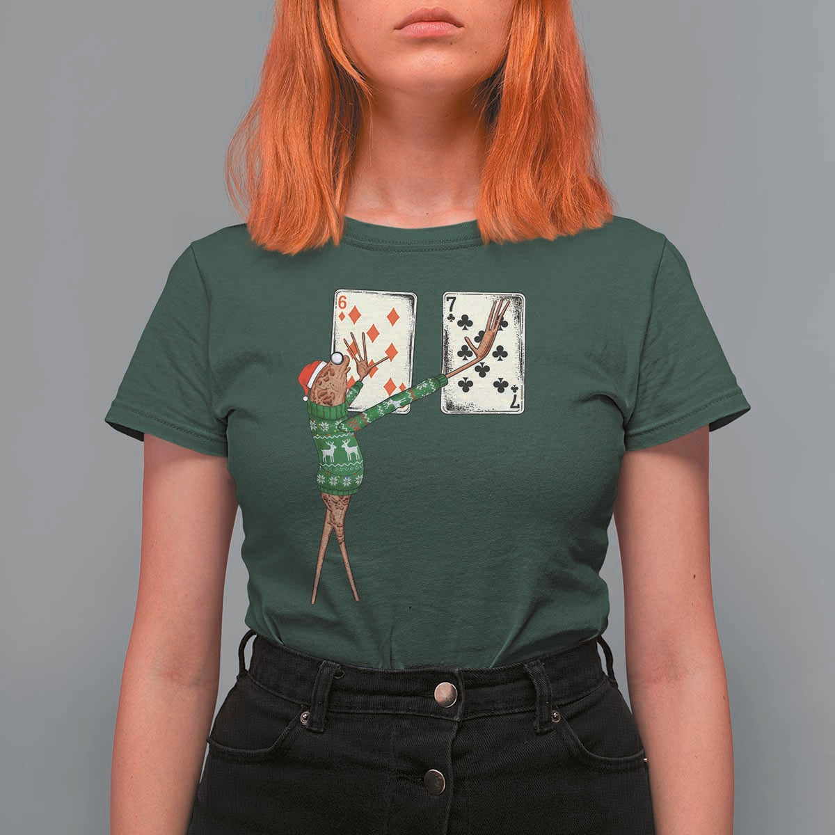 67 Marcus The Worm Poker Game Christmas T Shirt For Women Funny Six Seven Meme Playing Cards Holiday Vibe - Wonder Print Shop