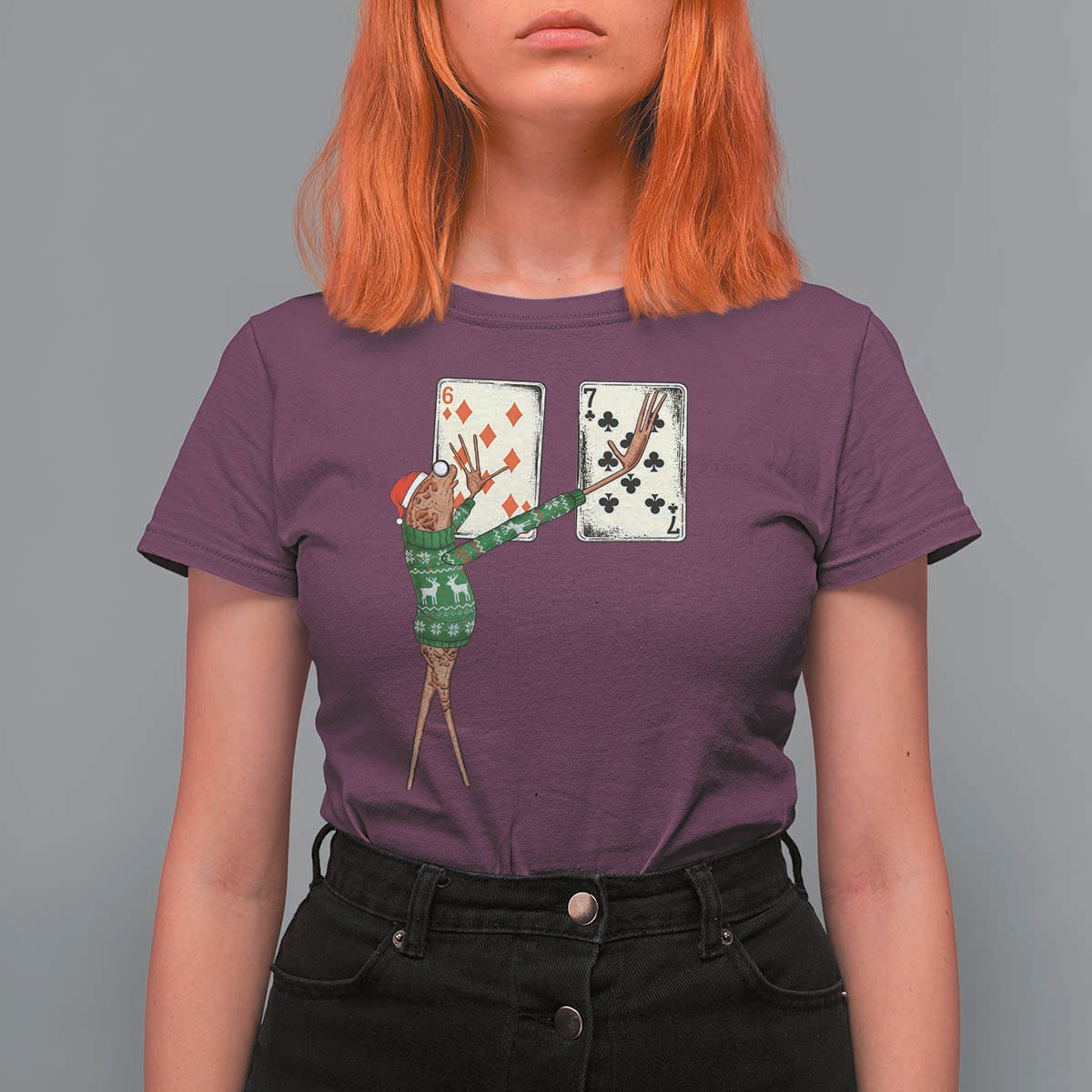 67 Marcus The Worm Poker Game Christmas T Shirt For Women Funny Six Seven Meme Playing Cards Holiday Vibe - Wonder Print Shop