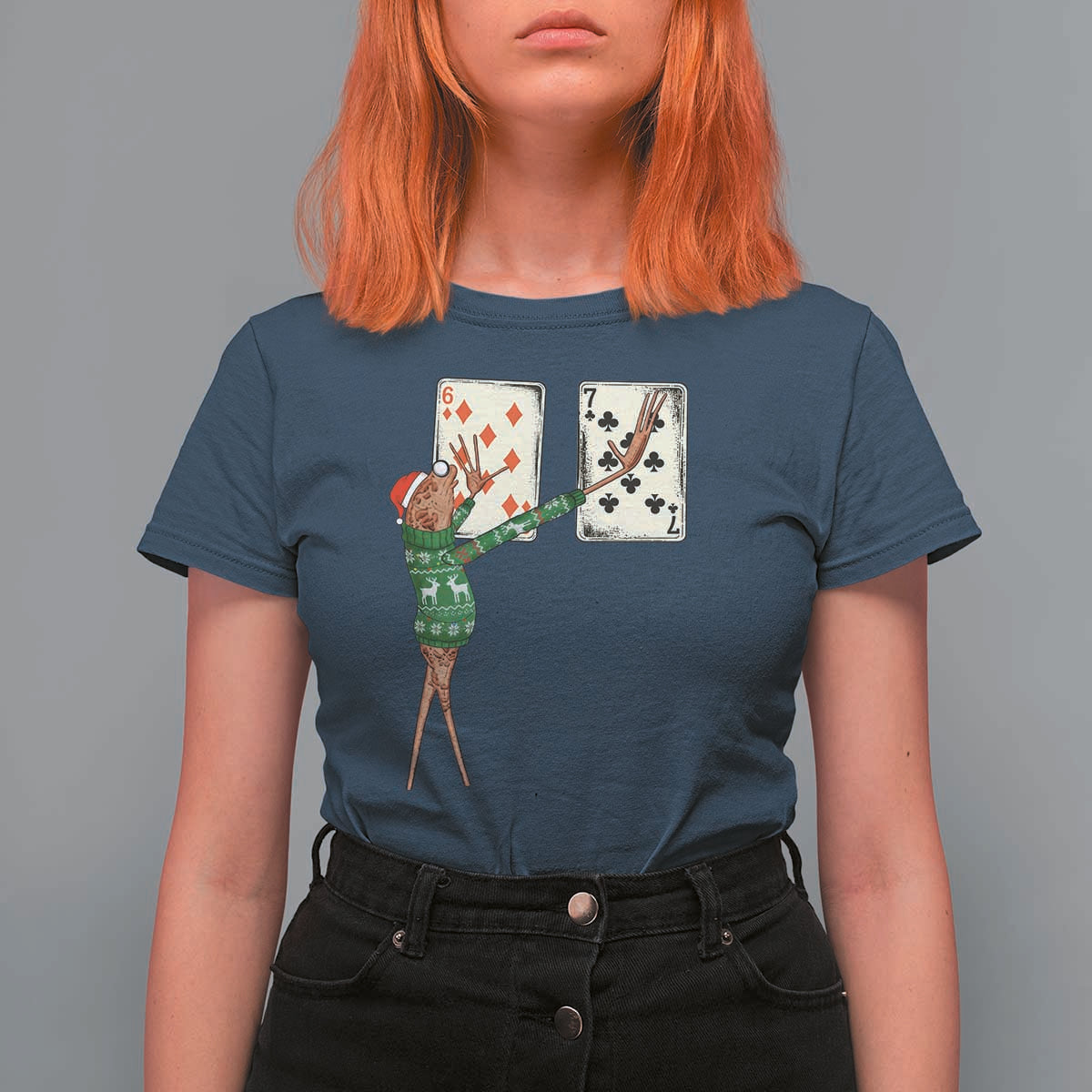67 Marcus The Worm Poker Game Christmas T Shirt For Women Funny Six Seven Meme Playing Cards Holiday Vibe - Wonder Print Shop