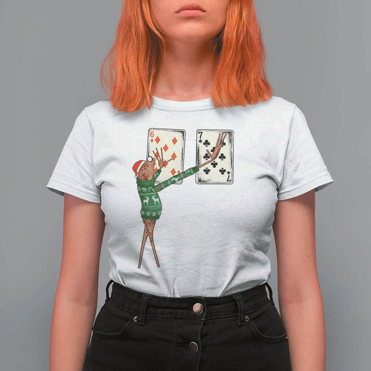67 Marcus The Worm Poker Game Christmas T Shirt For Women Funny Six Seven Meme Playing Cards Holiday Vibe - Wonder Print Shop