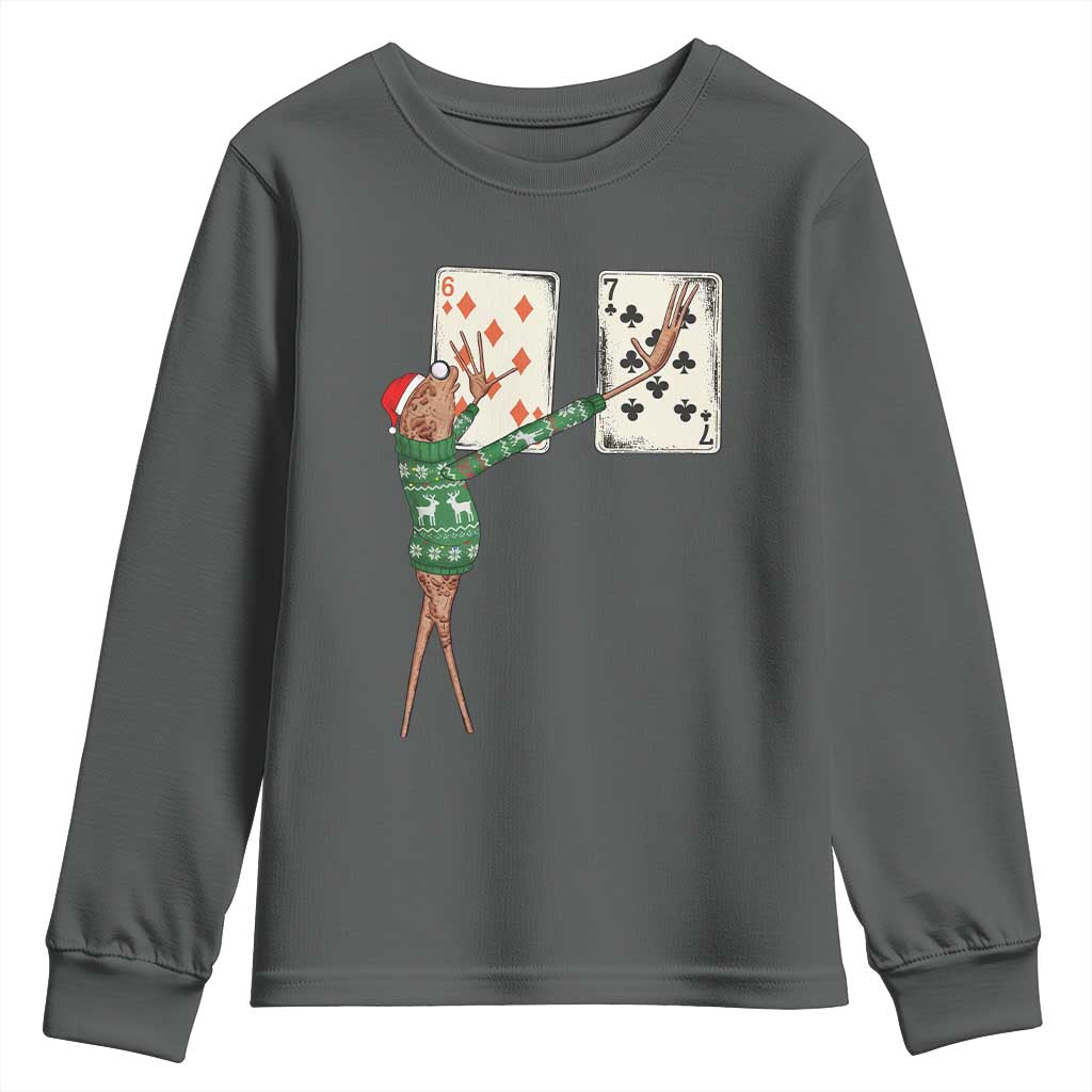 67 Marcus The Worm Poker Game Christmas Youth Sweatshirt Funny Six Seven Meme Playing Cards Holiday Vibe - Wonder Print Shop