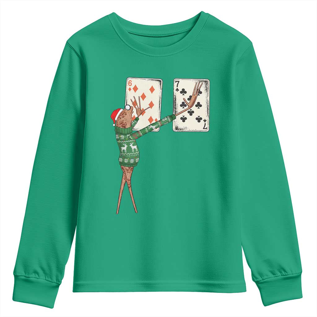 67 Marcus The Worm Poker Game Christmas Youth Sweatshirt Funny Six Seven Meme Playing Cards Holiday Vibe - Wonder Print Shop