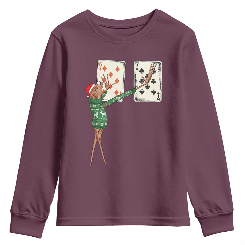 67 Marcus The Worm Poker Game Christmas Youth Sweatshirt Funny Six Seven Meme Playing Cards Holiday Vibe - Wonder Print Shop