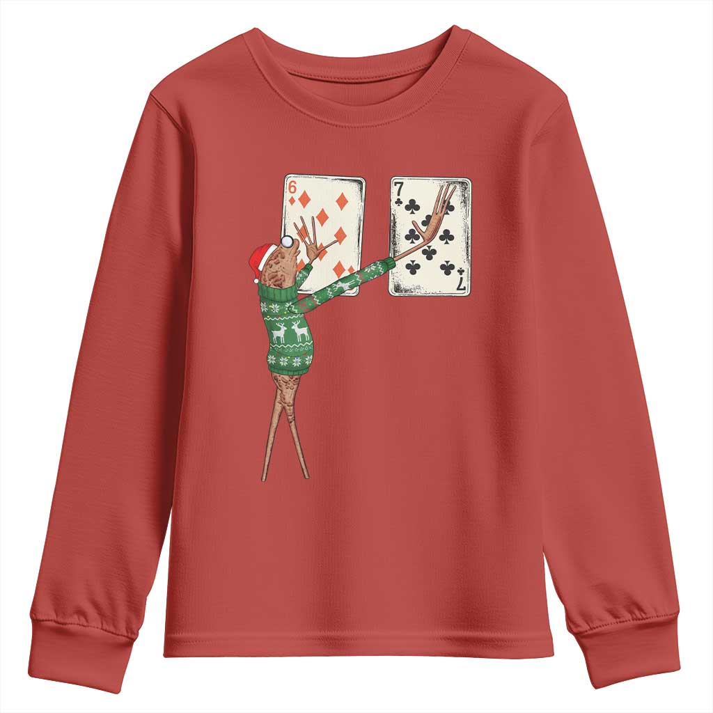 67 Marcus The Worm Poker Game Christmas Youth Sweatshirt Funny Six Seven Meme Playing Cards Holiday Vibe - Wonder Print Shop