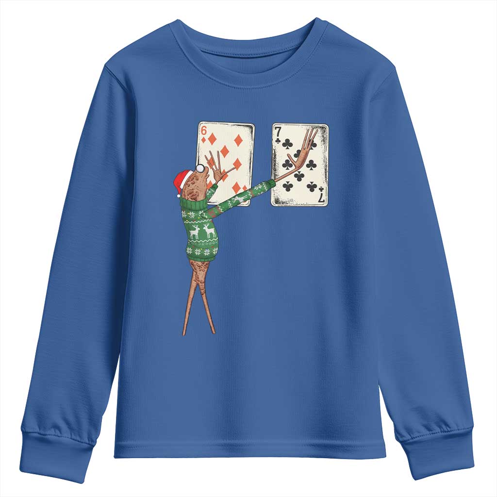 67 Marcus The Worm Poker Game Christmas Youth Sweatshirt Funny Six Seven Meme Playing Cards Holiday Vibe - Wonder Print Shop