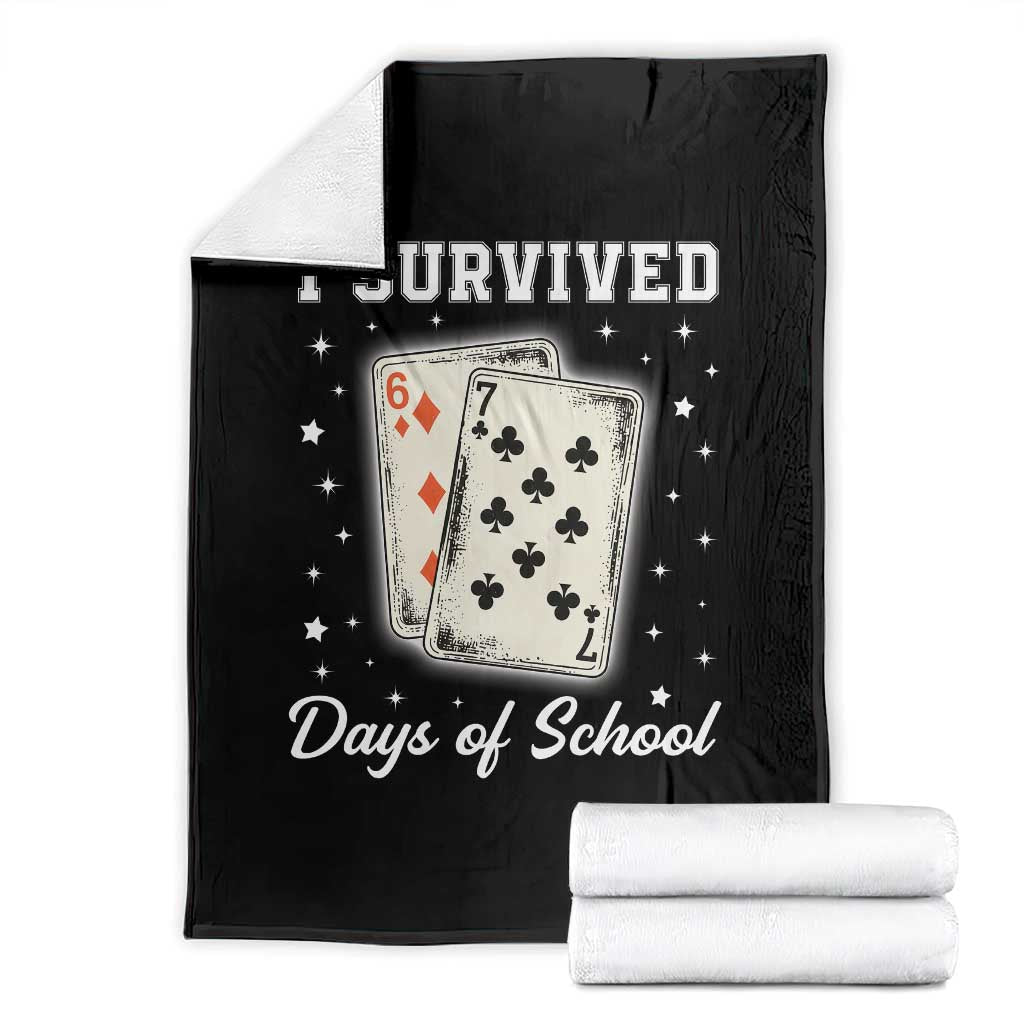 I Survived 67 Days Of School Throw Blanket Playing Cards Meme - Wonder Print Shop